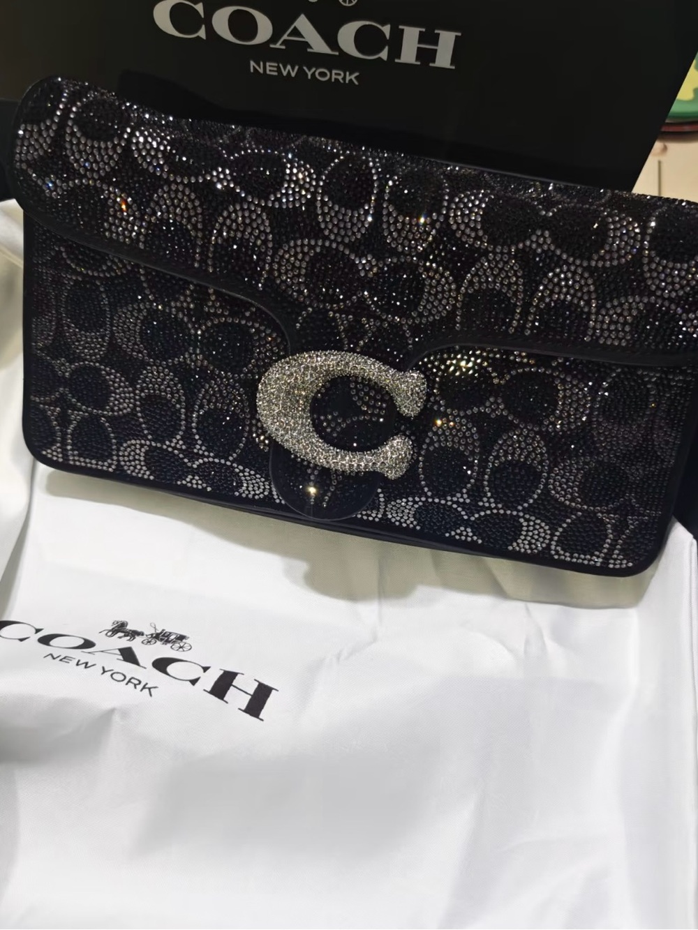 Coach Black Crystal Signature C Crossbody Bag